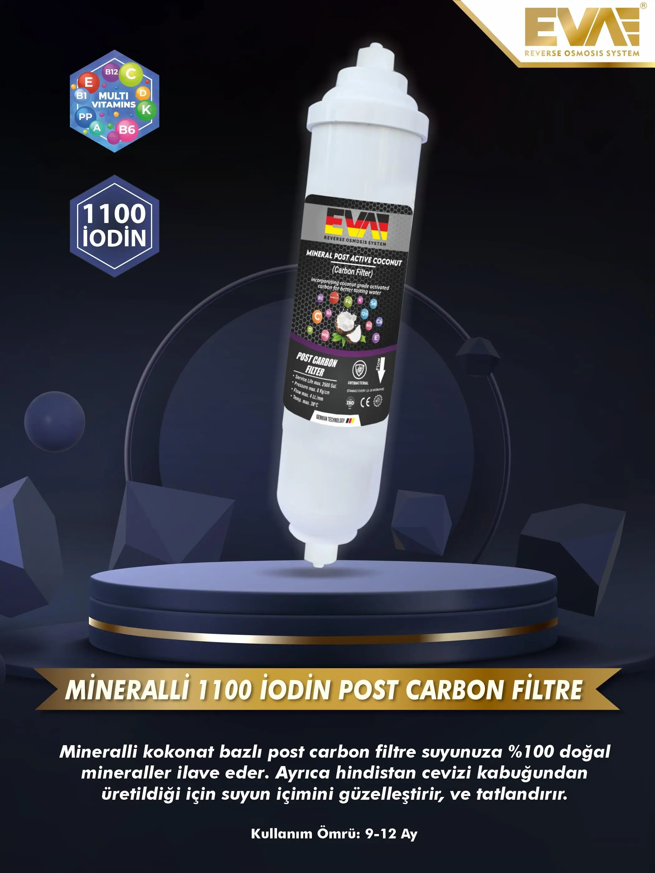 EVA Premium 8.5 Ph Alkali Su Arıtma Cihazı EVA Premium 8.5 Ph Alkali Su Arıtma Cihazı